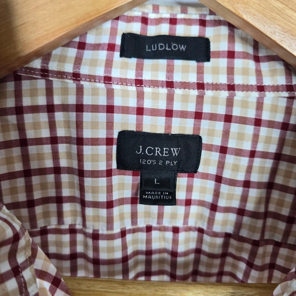 J. Crew Ludlow Mens‎ Large Plaid Check 120's 2 Ply Cotton Button Down Shirt
